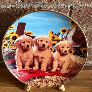 Royal Doulton Golden Retriever Puppies Porcelain Plate, “Good as Gold”